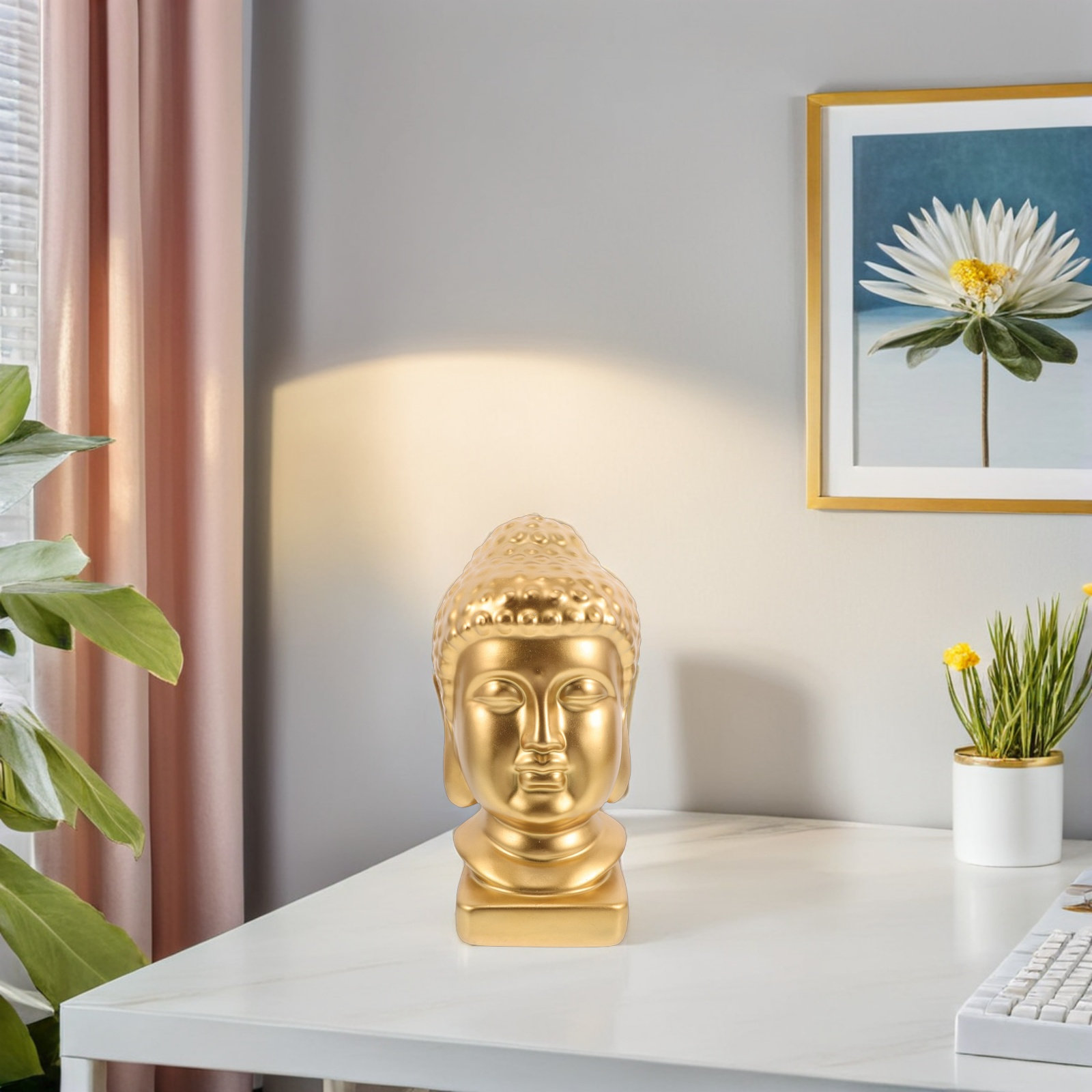 Resin Art Decor - Resin Buddha Head Art Statue Elegant