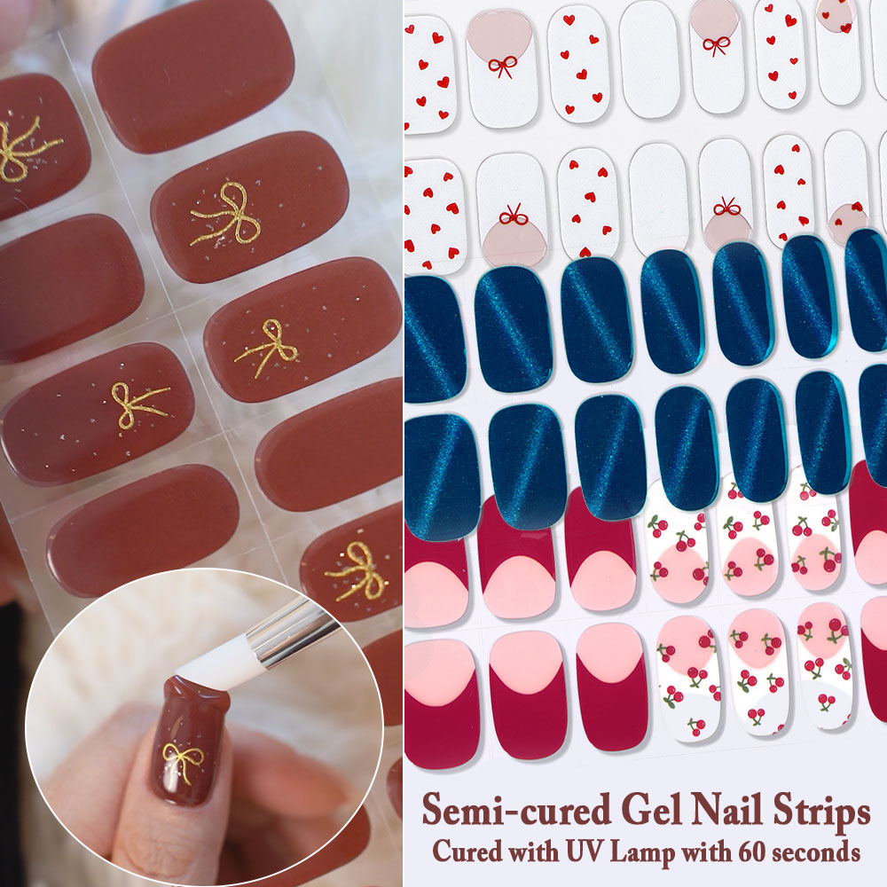 Uv Lamp Nail Resin - Semi-cured Gel Nail Strips 16 Tips