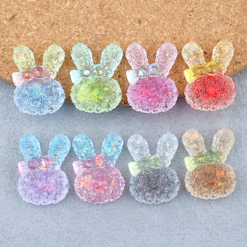 Resin Art Decor - 5PCS 18*25mm Luminous Gradient Rabbit Resin