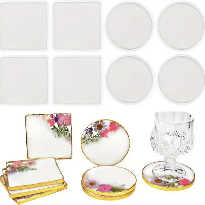 4Pcs DlY Round and Square Epox - Coaster Mold Square recension och pris