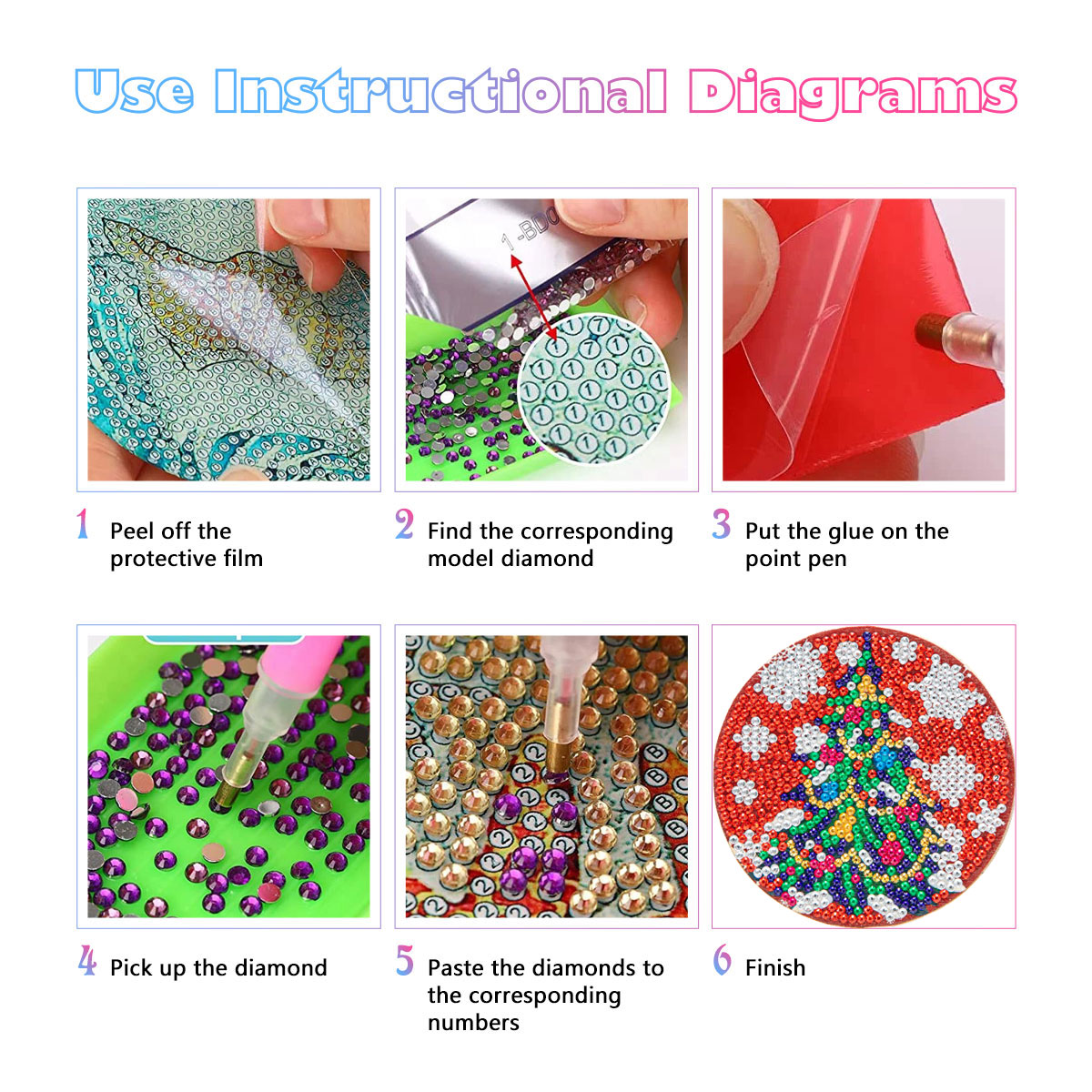 GATYZTORY 6pcs/Set DIY Diamond - Resin Art Coasters recension och pris