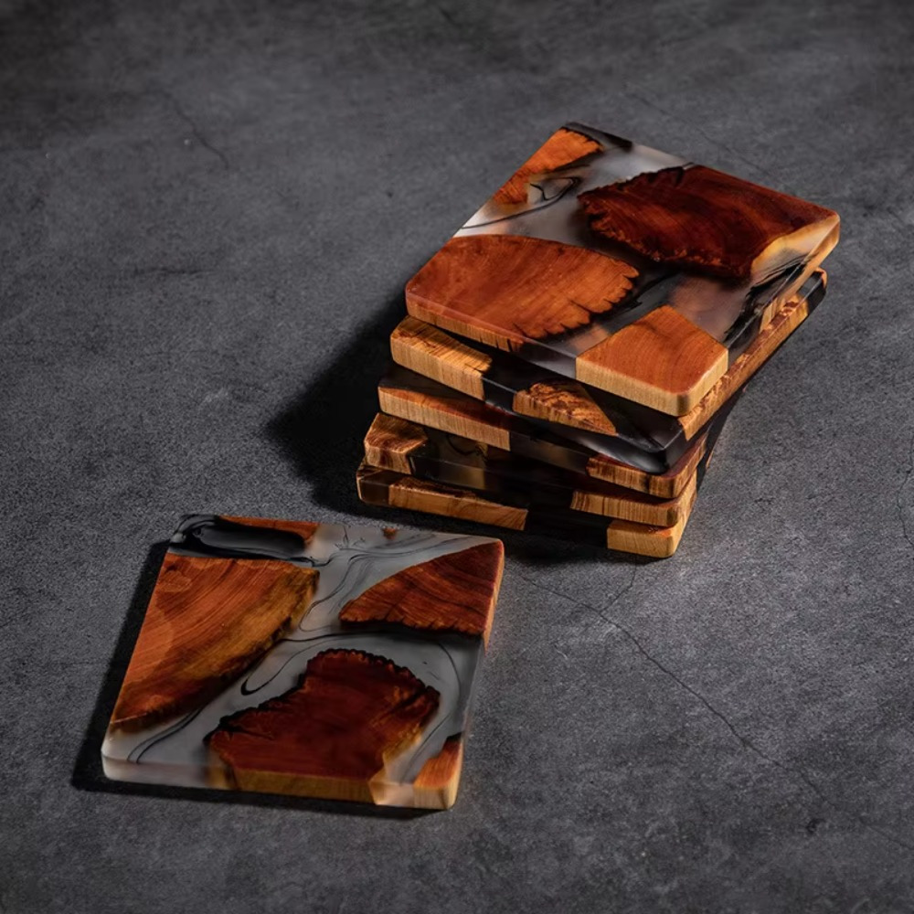 Wood Resin Coasters Square Cup - Resin Art Coasters recension och pris