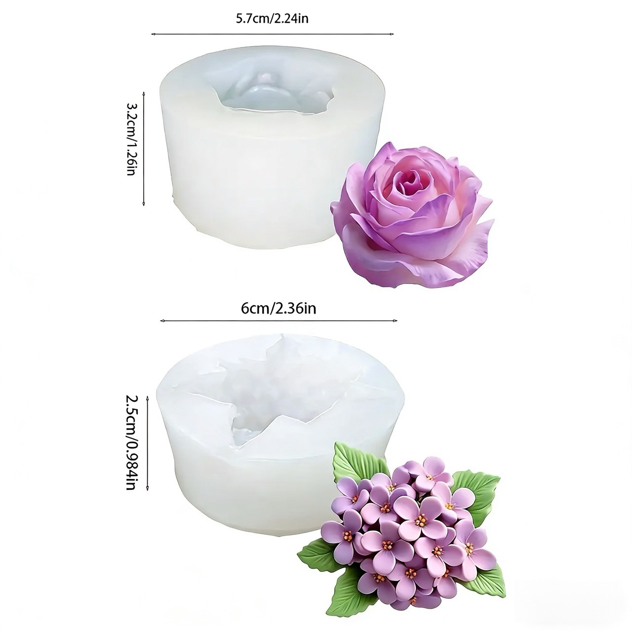 2-Piece 3D Rose and Lilac Sili - Resin Art Design For Wedding recension och pris