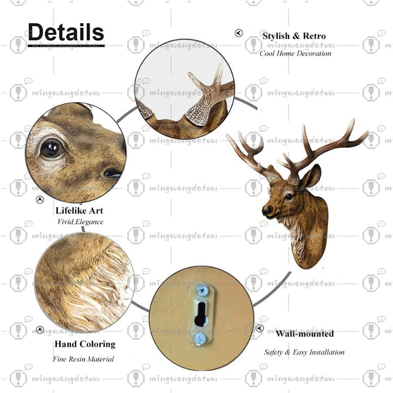Faux Deer Head 17 inch Faux An - Resin Art Decor recension och pris