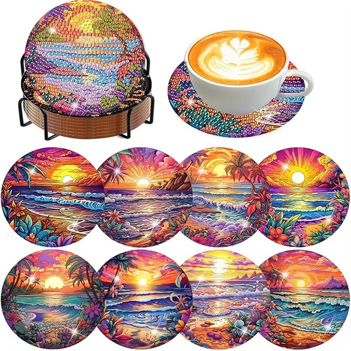 8 Pieces/Set of Diamond Painte - Resin Art Coasters recension och pris